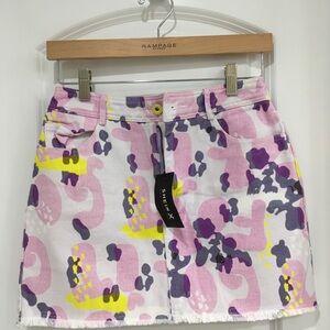 SHEIN Pink and Purple Patterned A-Line Skirt